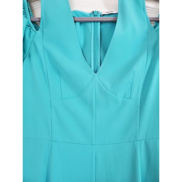 Tome NYC Ariel Turquoise Sea Green Ruffled Stretch Midi Dress, Size 2 - Picture 5 of 12